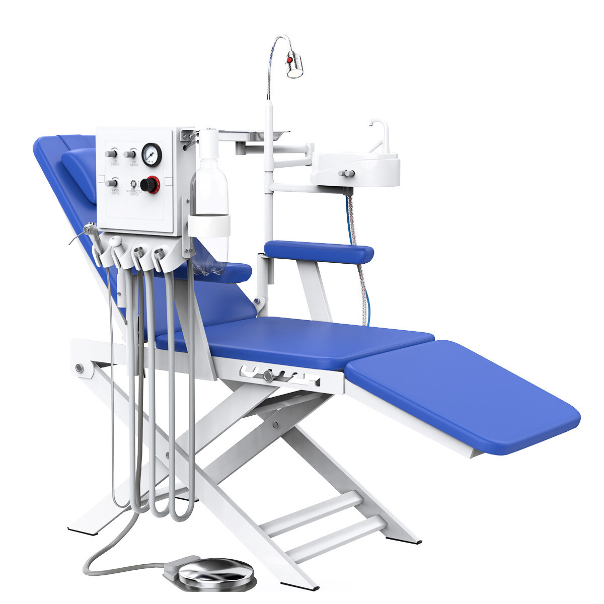 Silla dental portatil plegable con unidad de turbina de air escupidera Luz LED