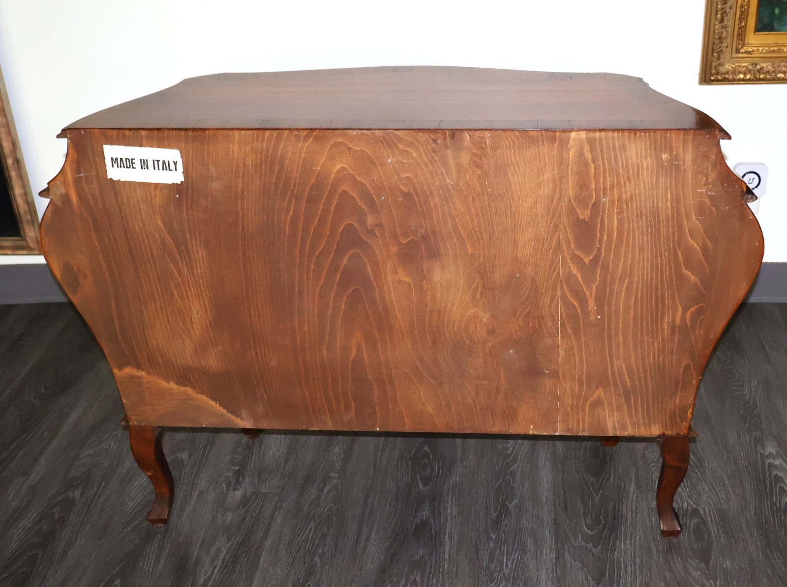 Italian Louis XV Bombe Serpentine Commode Chest Walnut Olivewood Veneer, Italy