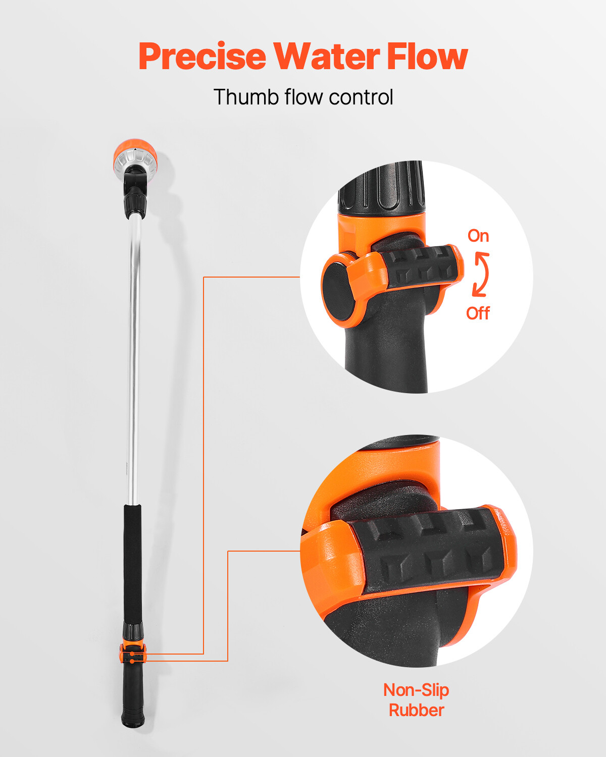 Garden Hose Watering Wand Heavy Duty 36 inch 8 Spray Patterns & 180° Swivel Head