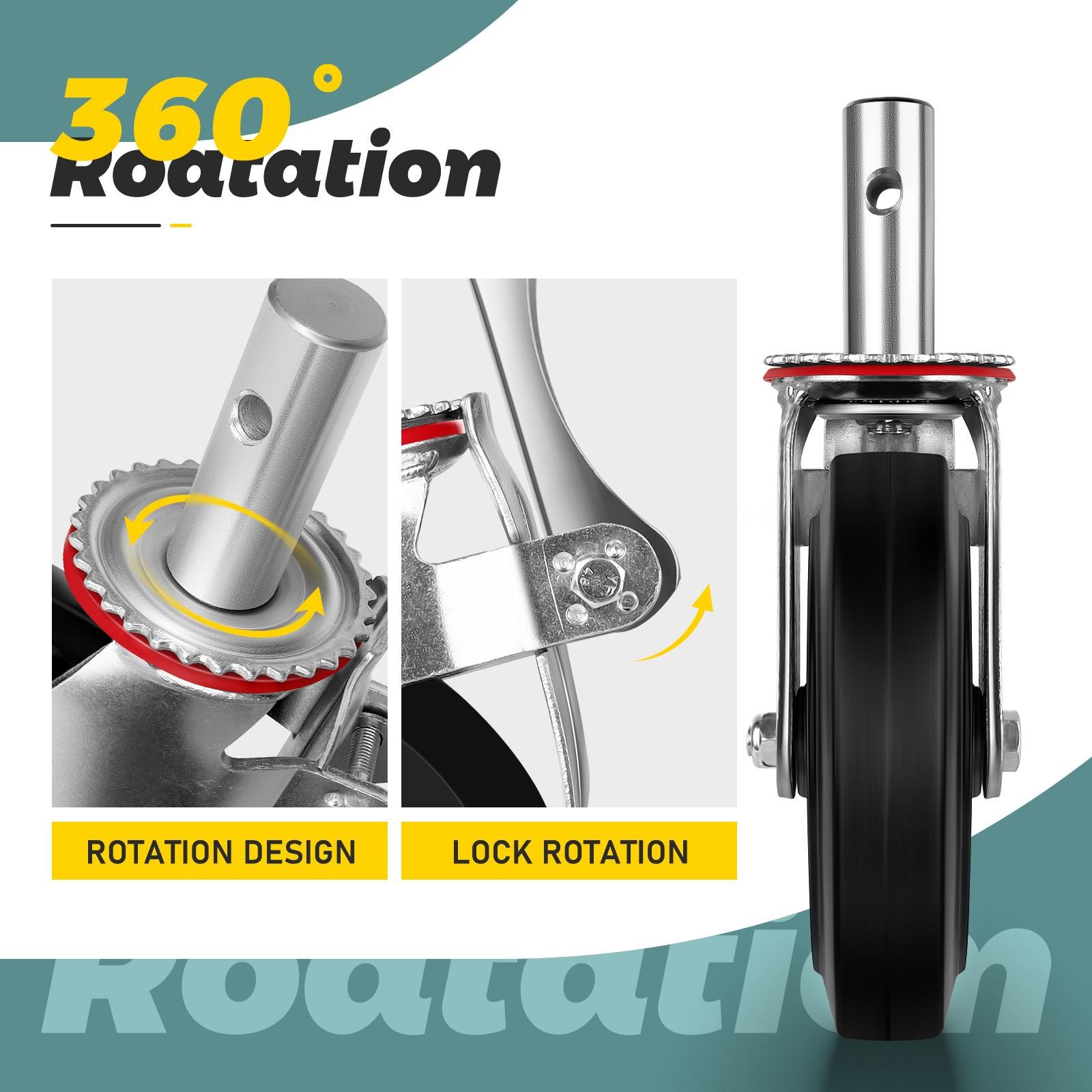 8 Inch Scaffolding Casters Set of 4,Heavy Duty Baker Scaffold Wheels with Dual