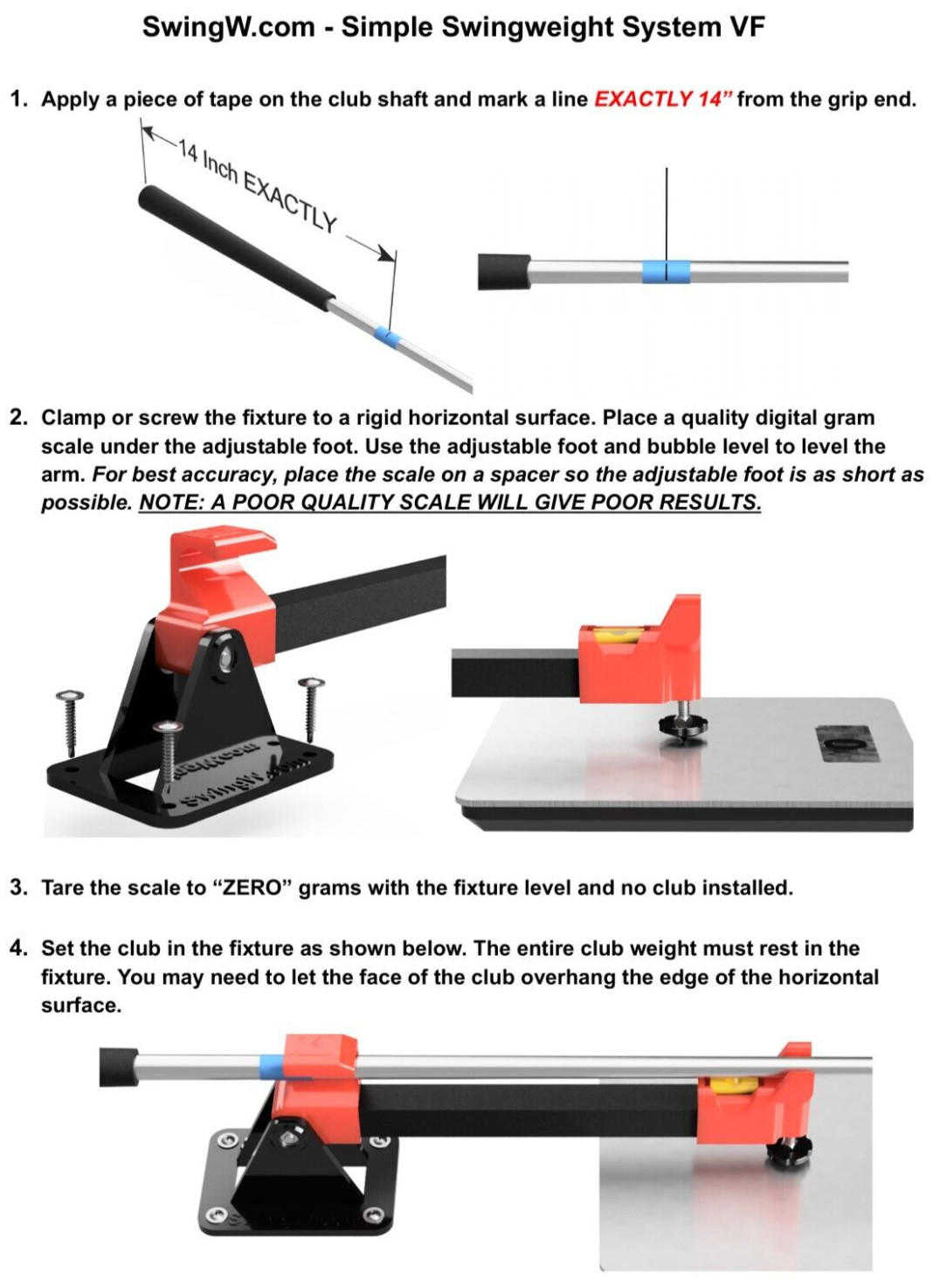 SwingW.com - Simple Swingweight Scale VF. Use 1 digital scale (not included)