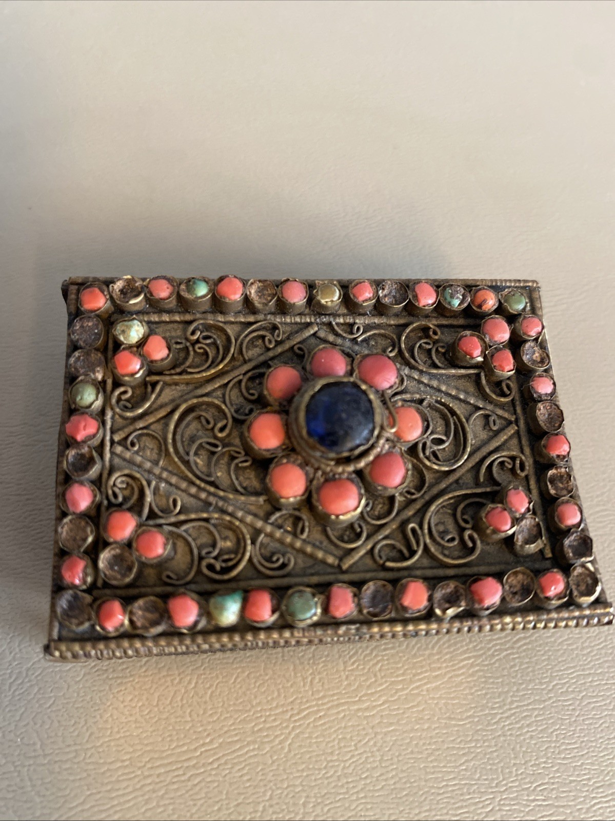 VINTAGE TIBETAN MATCHBOX HOLDER – ORNATE HANDMADE DESIGN