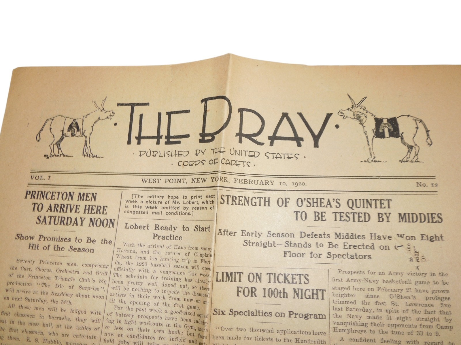 Original US Military Academy West Point THE BRAY 1920 Cadet Newspaper Q7