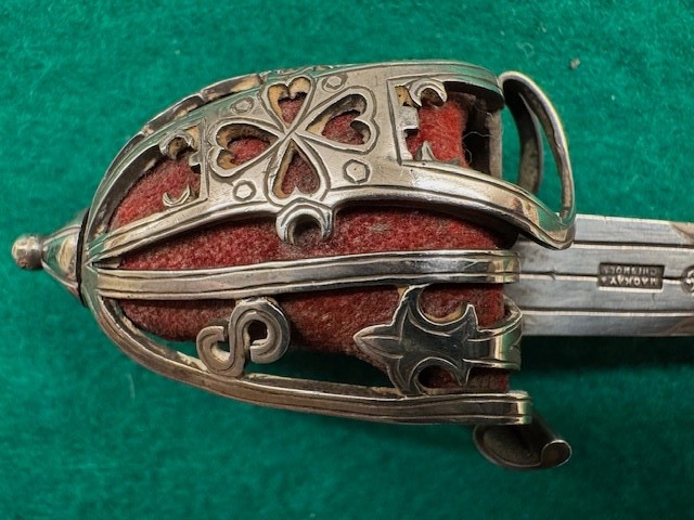 QUALITY SCOTTISH STERLING SILVER BASKET HILT SWORD LETTER OPENER, 1902-3 (792)