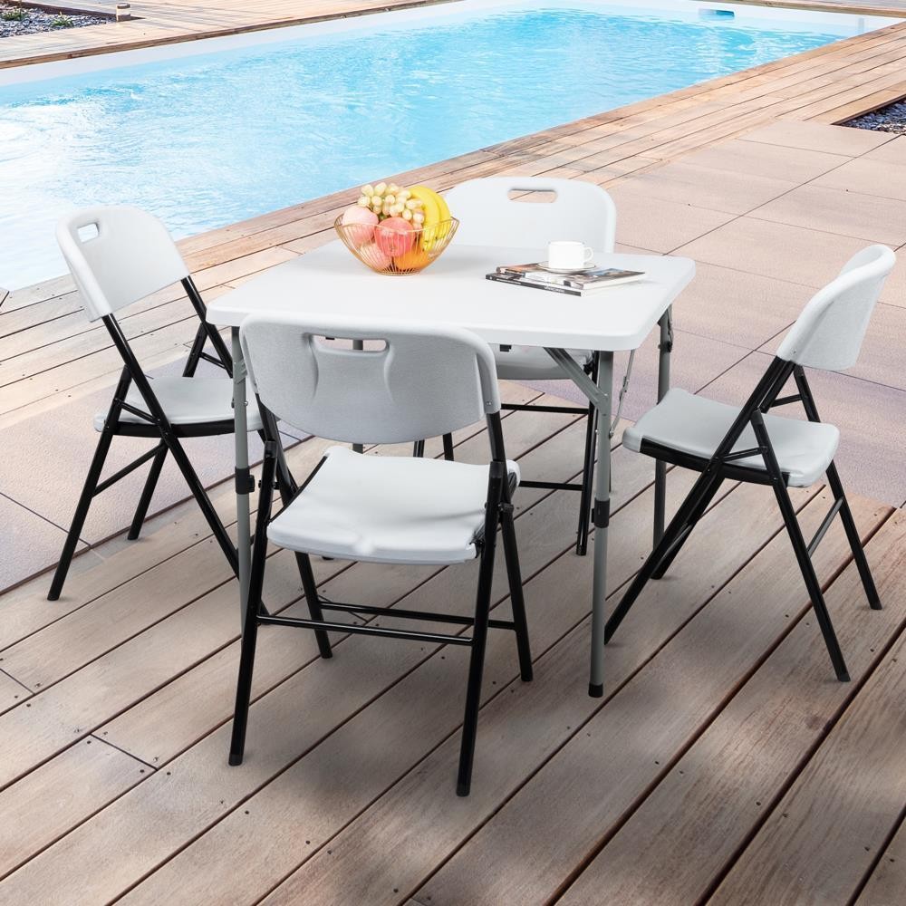 4Pcs Plastic Folding Chairs Stackable Garden Patio Wedding Party Chair White