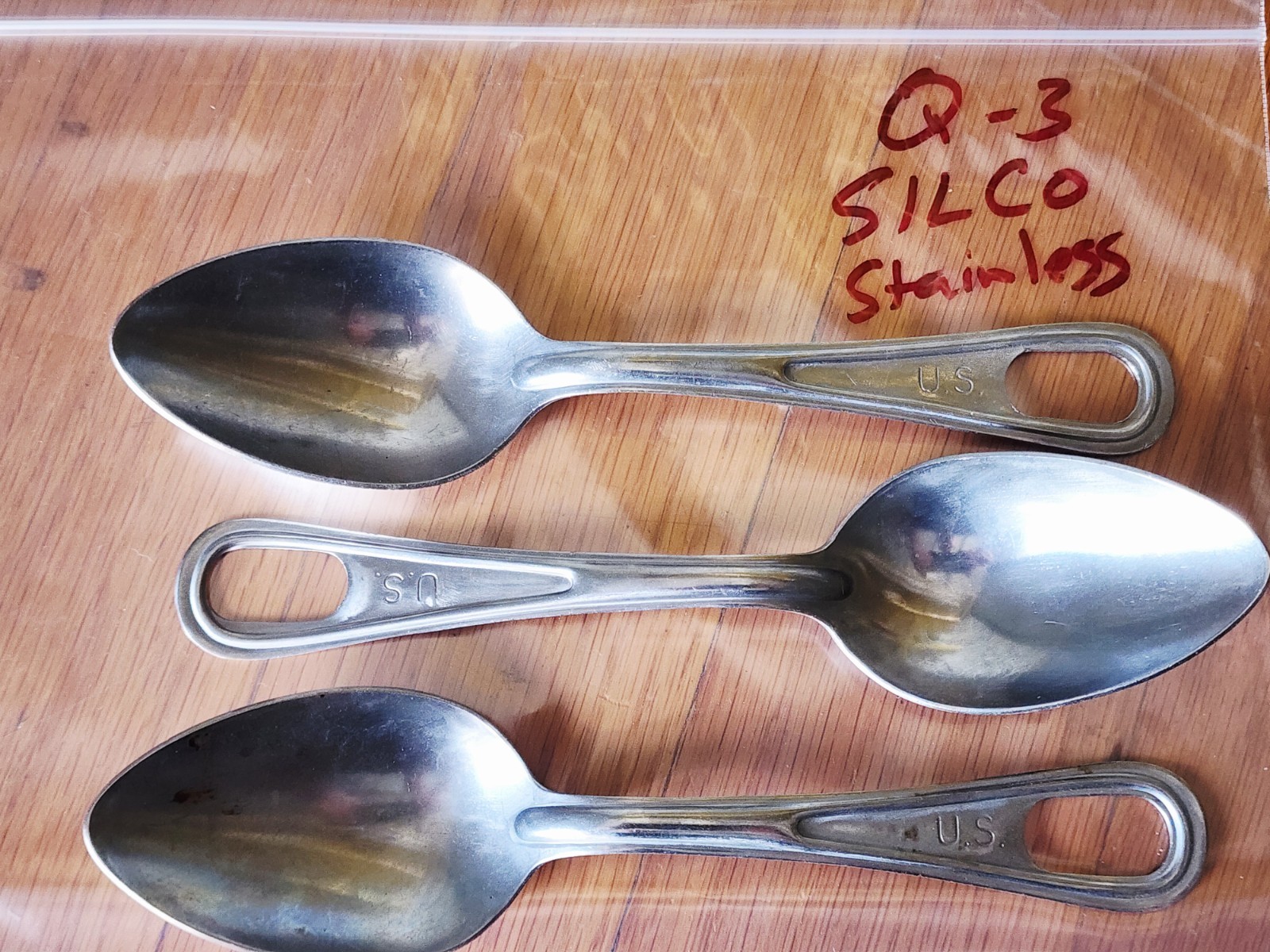Lot of 3- SILCO Cutlery US Mess Kit Spoons