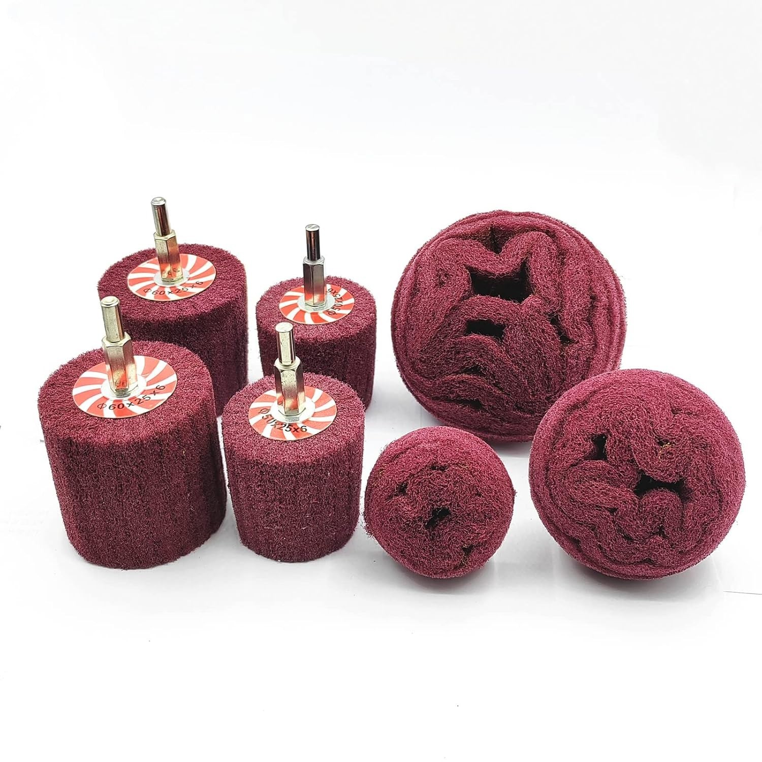 7-Pcs Mixed Set Non Woven Abrasive Buffing Wheels,1/4"Shank Drill for Polishing