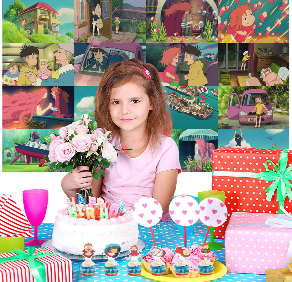 Ponyo Birthday Party Supplies Set Plates Balloons Cake Toppers for Kids