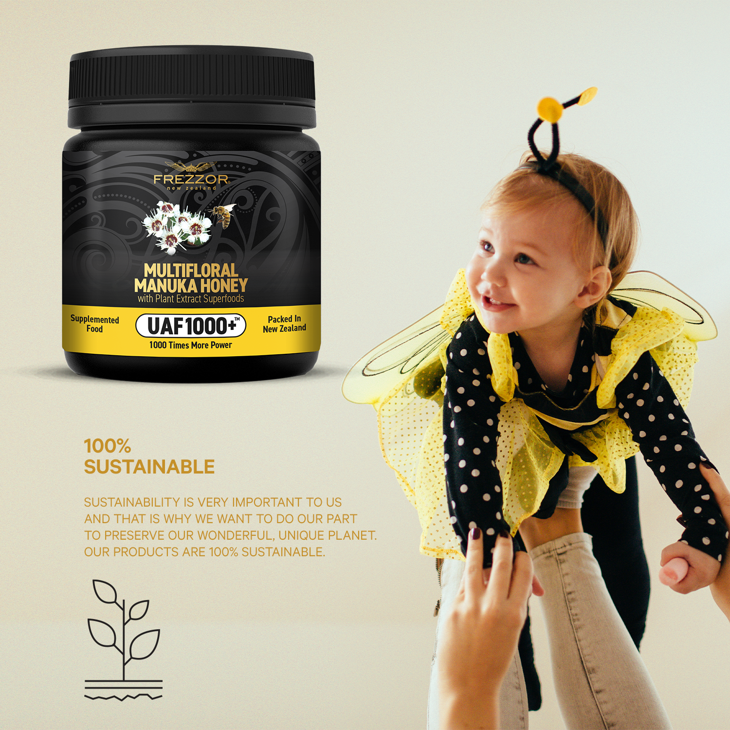 FREZZOR NEW ZEALAND MULTIFLORAL MANUKA HONEY UAF1000+, Cold & Flu Symptom Relief