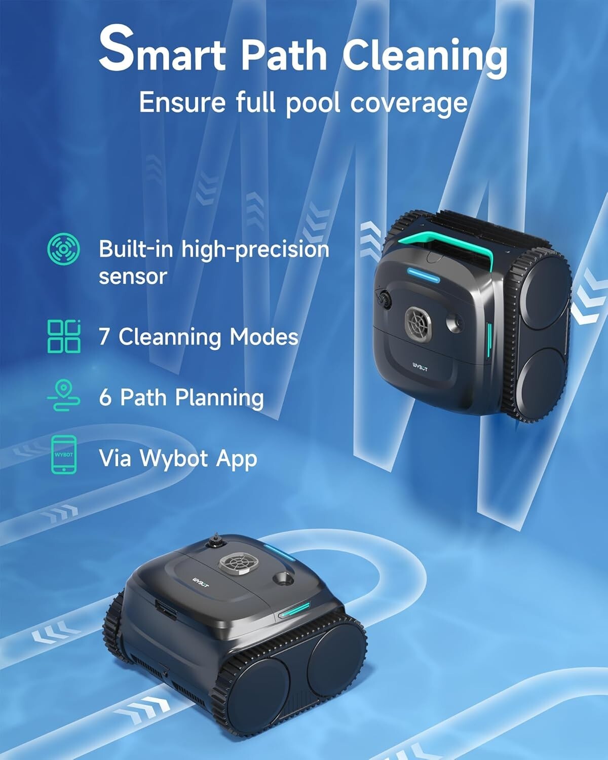 WYBOT C2 Robotic Pool Cleaner, Cordless Pool Vacuum for Inground Pools