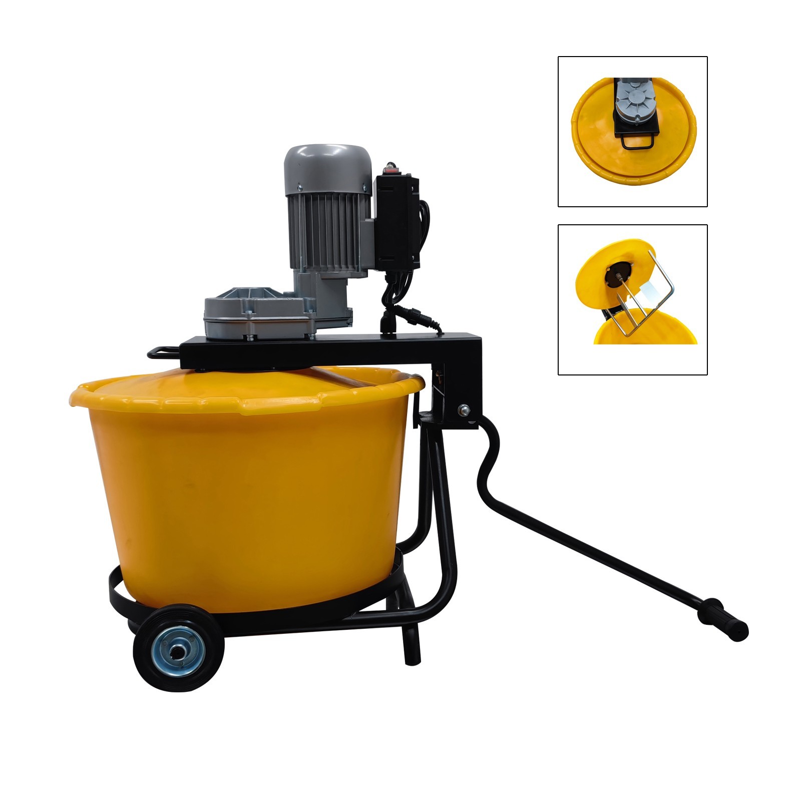 2.3 cu.ft Electric Bucket Mixer Mortar Epoxy Plaster Mixing Machine w/Wheel 375W