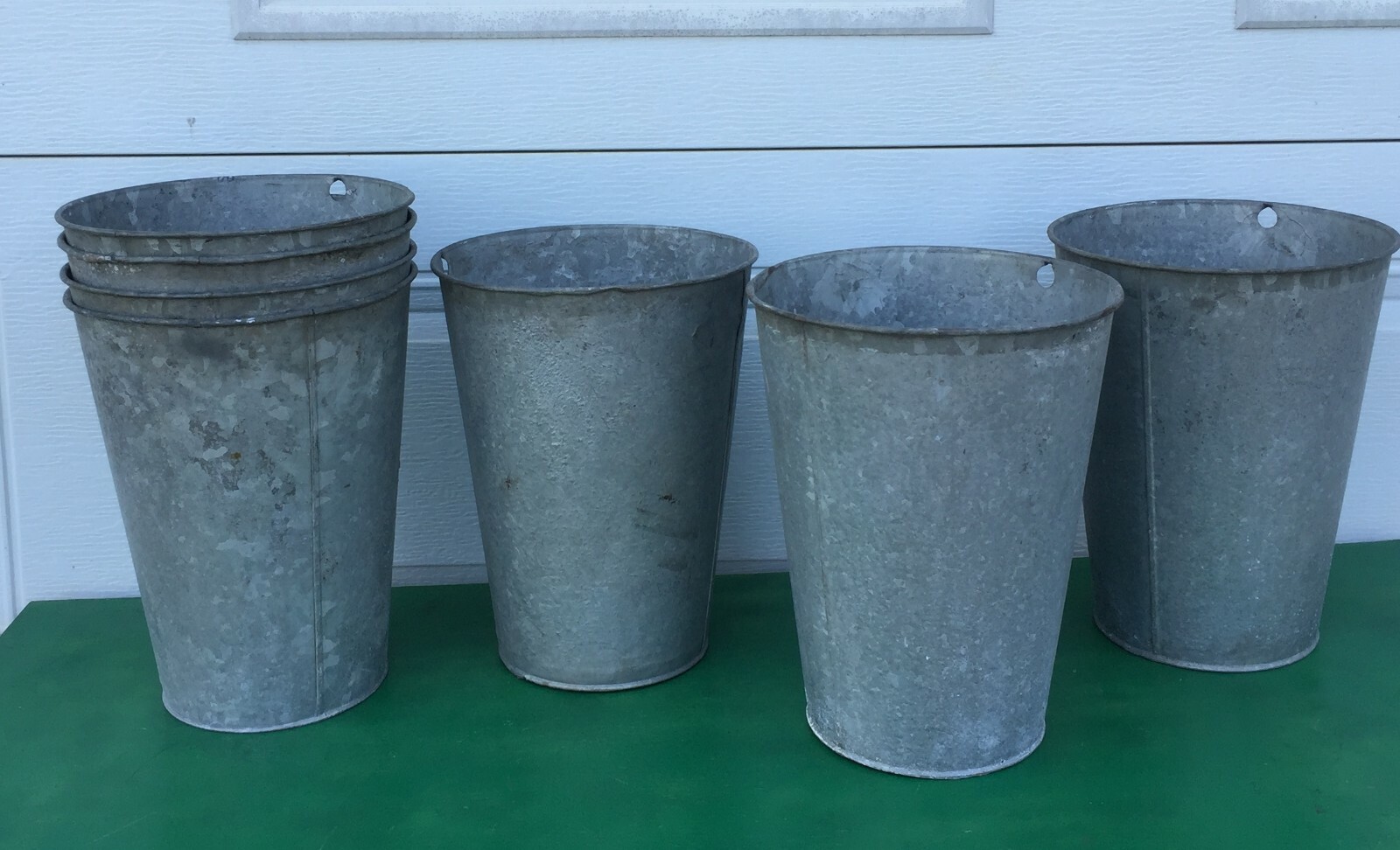 10 Vintage OLD GALVANIZED TAPERED Sap Buckets Maple Syrup Bucket NICE LOT