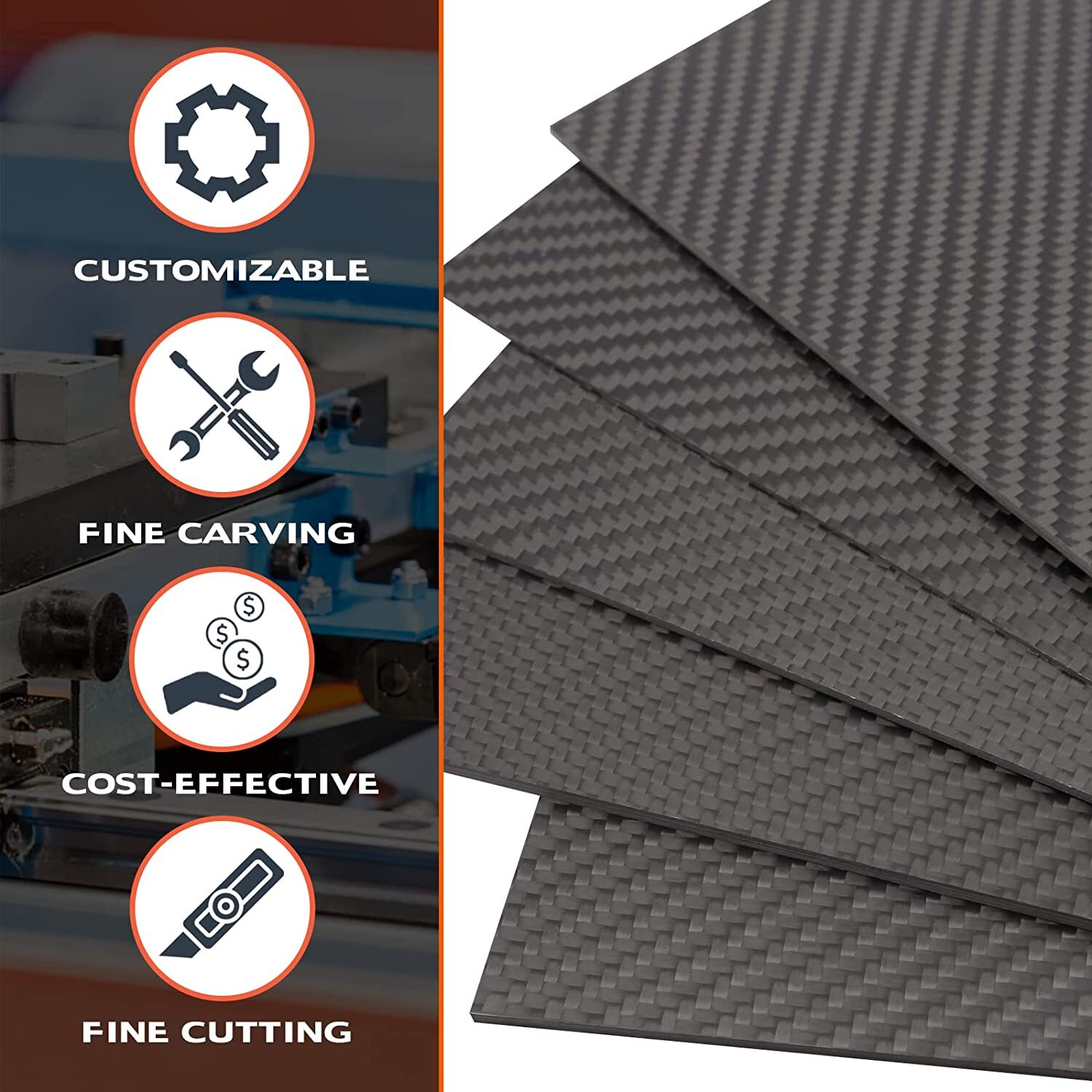 100x250 200x300 400X500 500x500 500x600mm 3K Carbon Fiber Sheet Plate 1-5mm