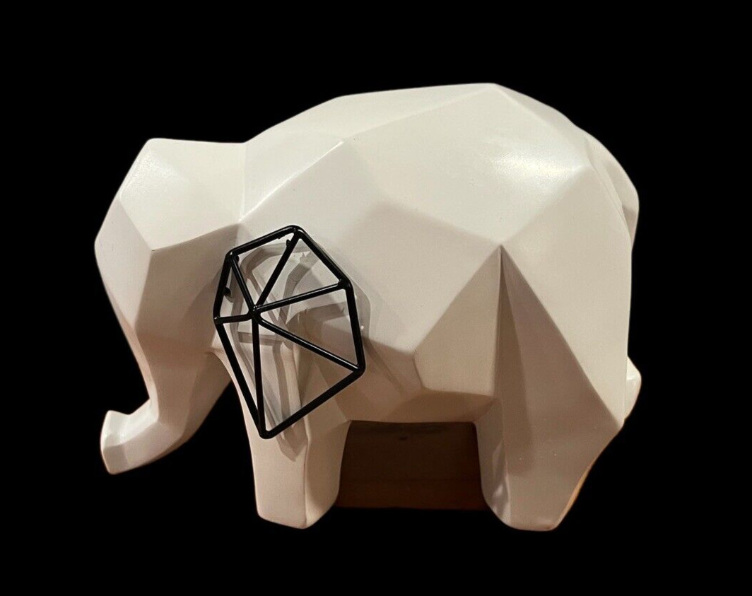 Elephant Ceramic Angular Geometric Ear Body Pattern Modernist Style