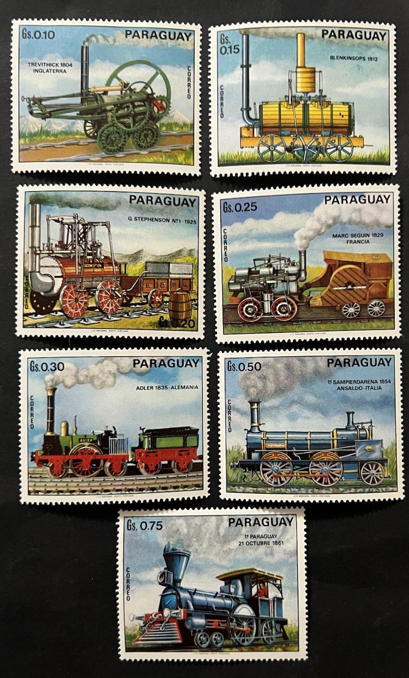 Travelstamps: Paraguay Stamps Mi 2254-2260 - Antique Train Engines - Mint MNH OG