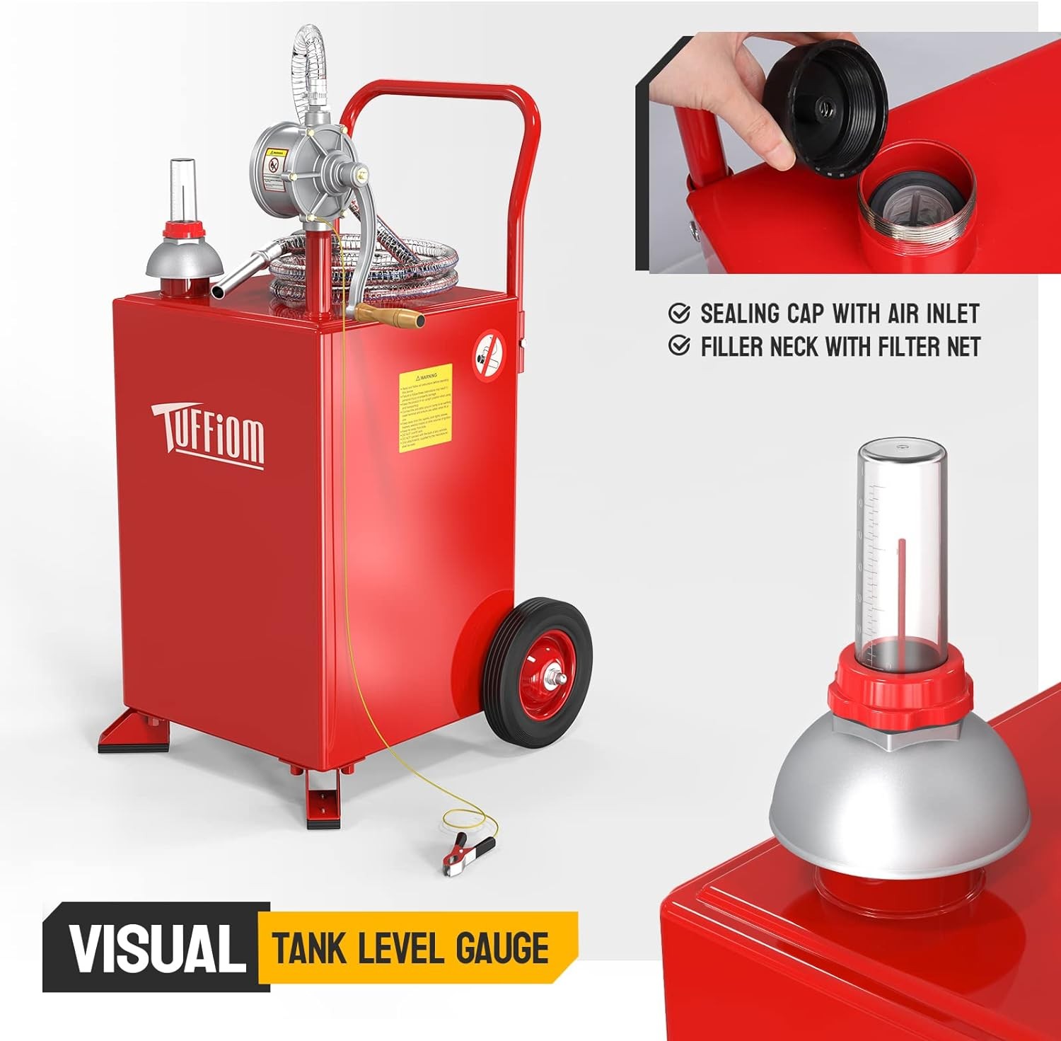 20 Gallon Fuel Caddy 8.9ft Hose Gas Transfer with Rotary Hand Siphon Pump New