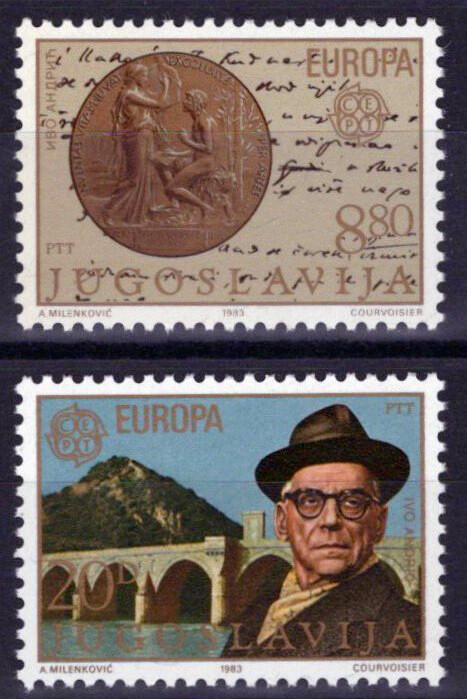 ZAYIX Yugoslavia 1626-1627 MNH Ivo Andric Poet Nobel Prize Bridges 100323S141M