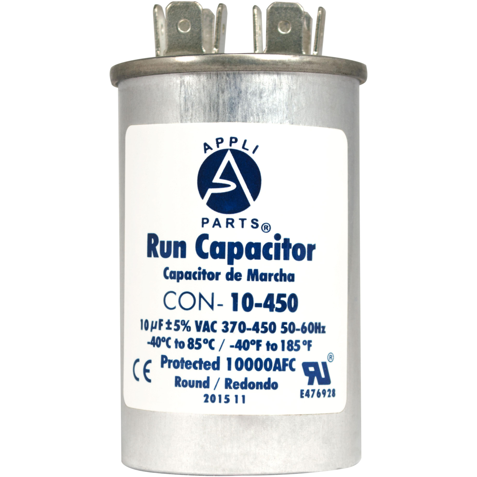 Appli Parts Run Capacitor for ac 10 Mfd uF (microfarads) 370 VAC or 450 VAC CBB6