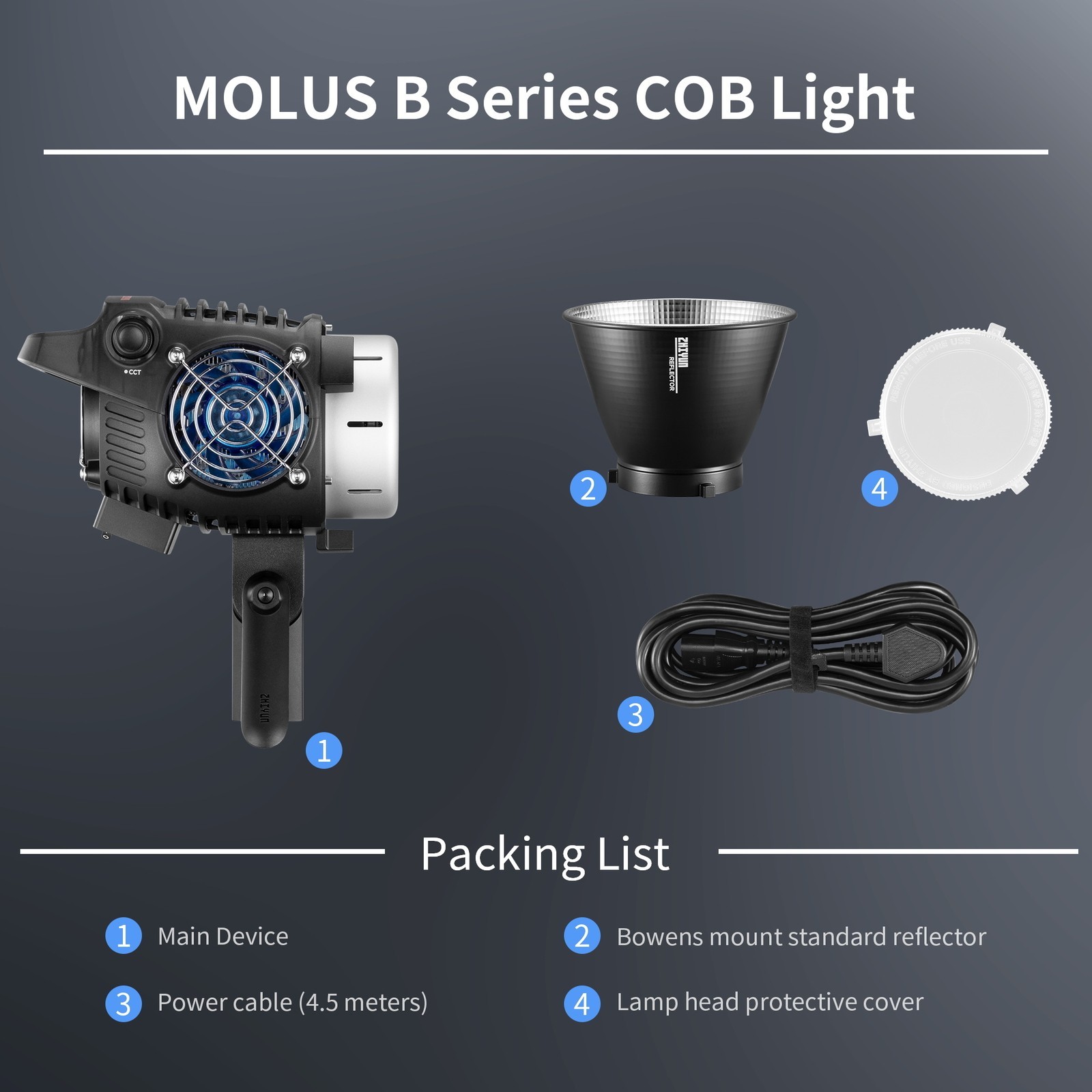 Zhiyun Molus B200 COB Video Light 200W Bi-Color 2700K-6500K APP Control Dimmable
