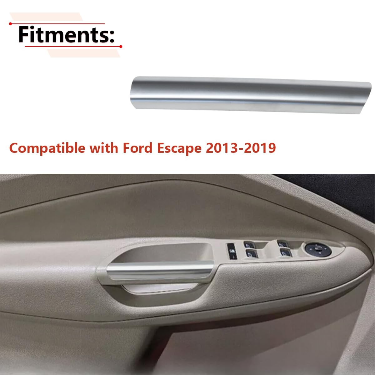 CJ5Z7822621BA Left Door Armrest Trim 13-19 Ford Escape Silver