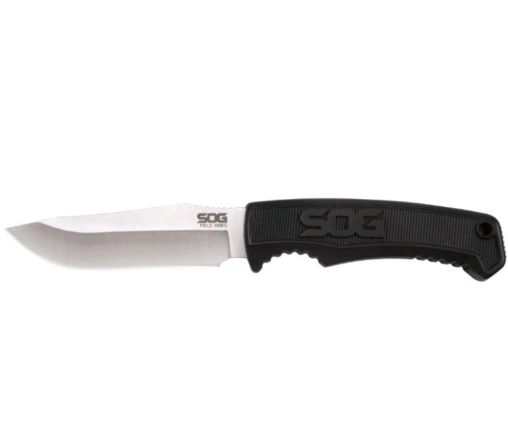 SOG Field Fixed Blade Knife 7Cr17MoV Steel Full Tang w/ Sheath Black TPR 4"