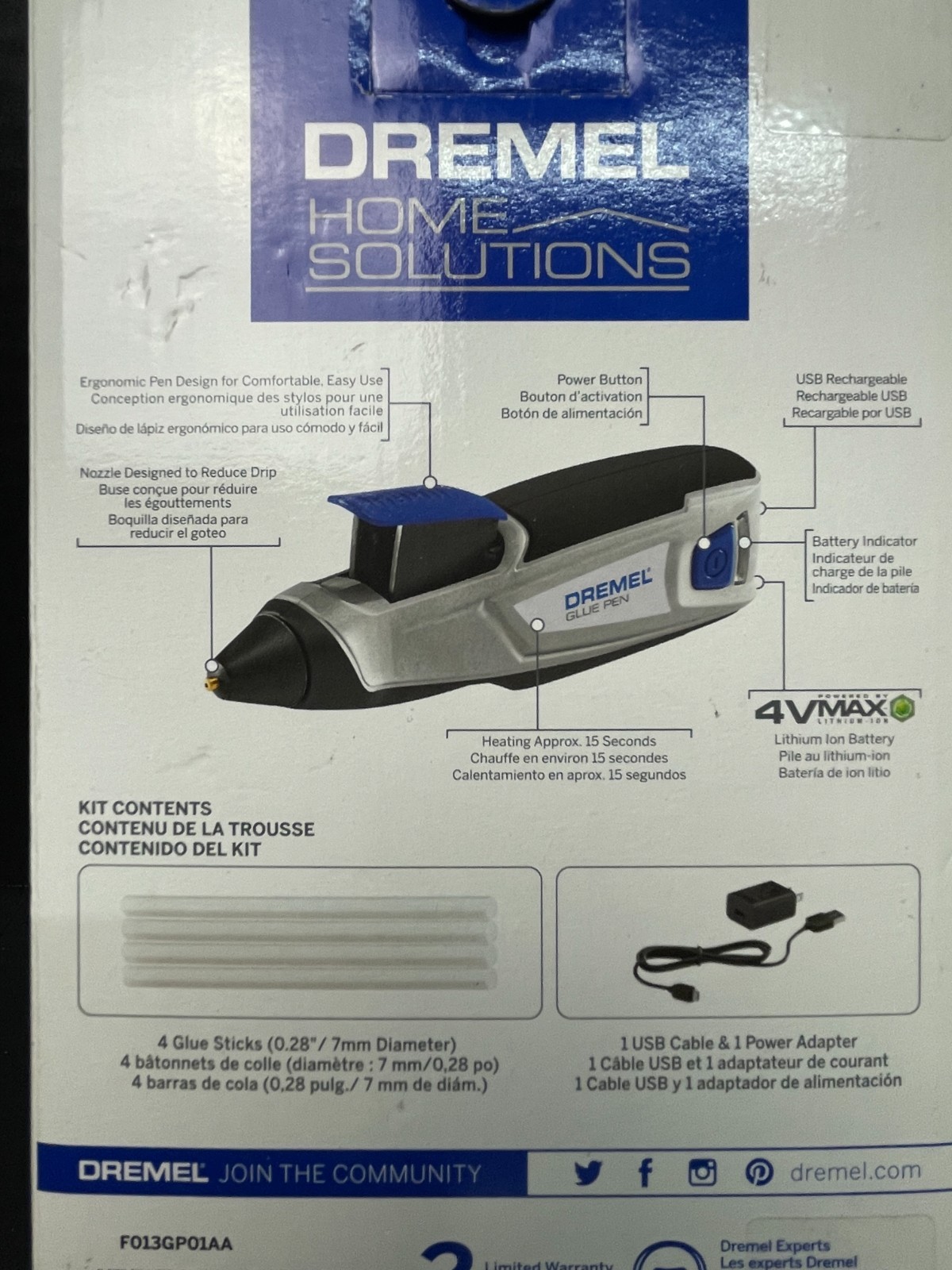 Dremel HSGP-01 5V Cordless USB Rechargeable Hot Glue Pen Glue Gun