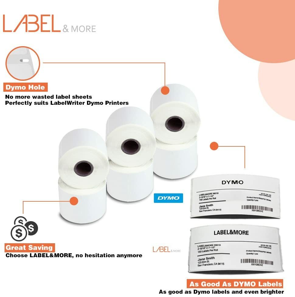 For DYMO99019 1-Part Internet Postage 150 Labels 400 450 Twin Turbo Duo 4XL EL40