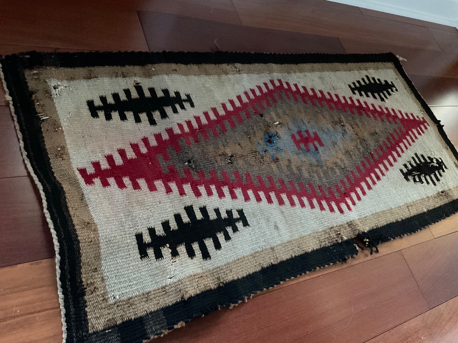 Old NAVAJO RUG Antique Vintage Rug Indian Native American Used needs repair