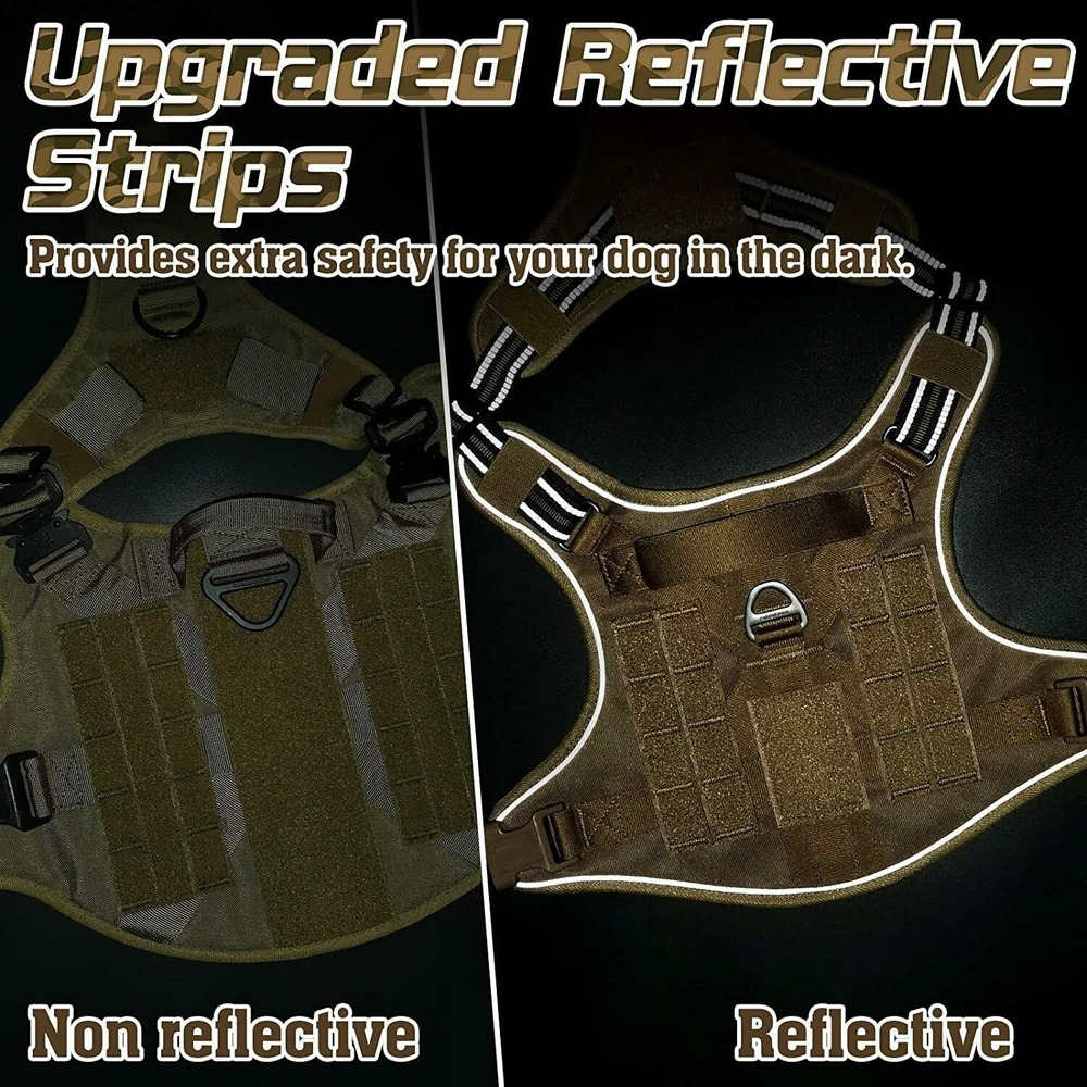 rabbitgoo Military Tactical No Pull Dog Harness with Handle Adjustable Training