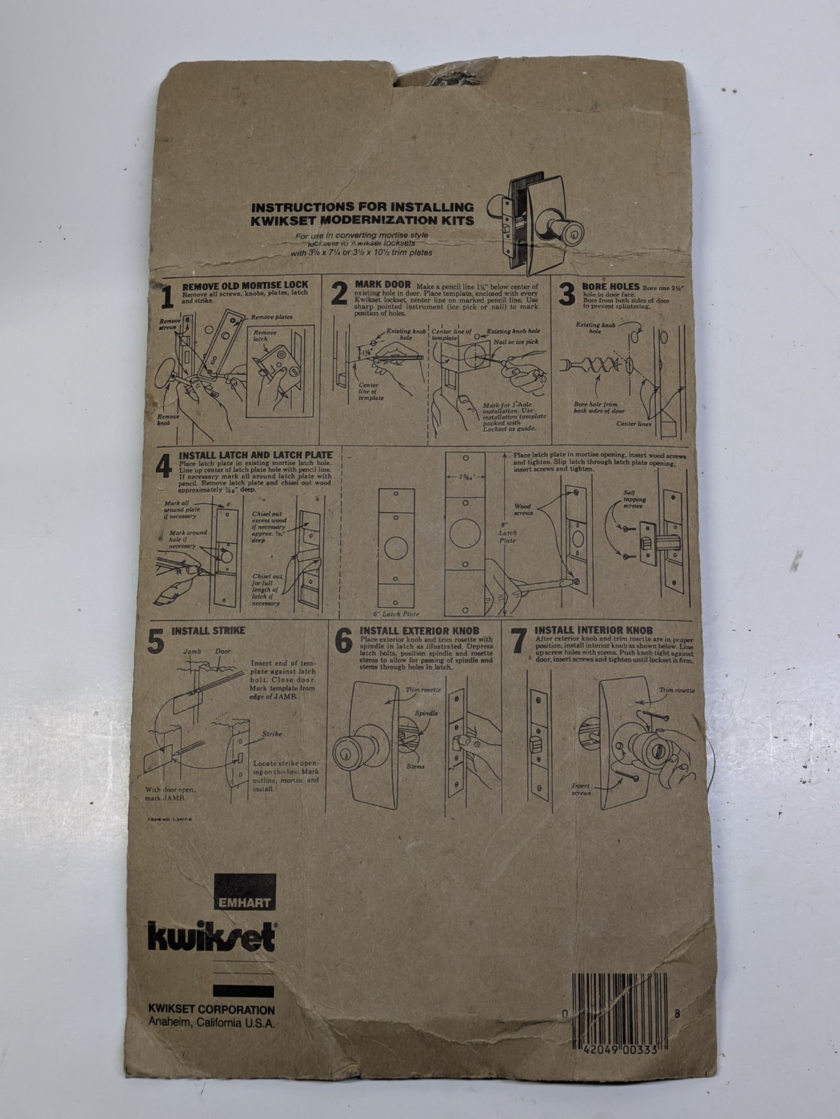 Vintage Kwikset Brass Modernization Kit For Converting Mortise Lock Sets NIP