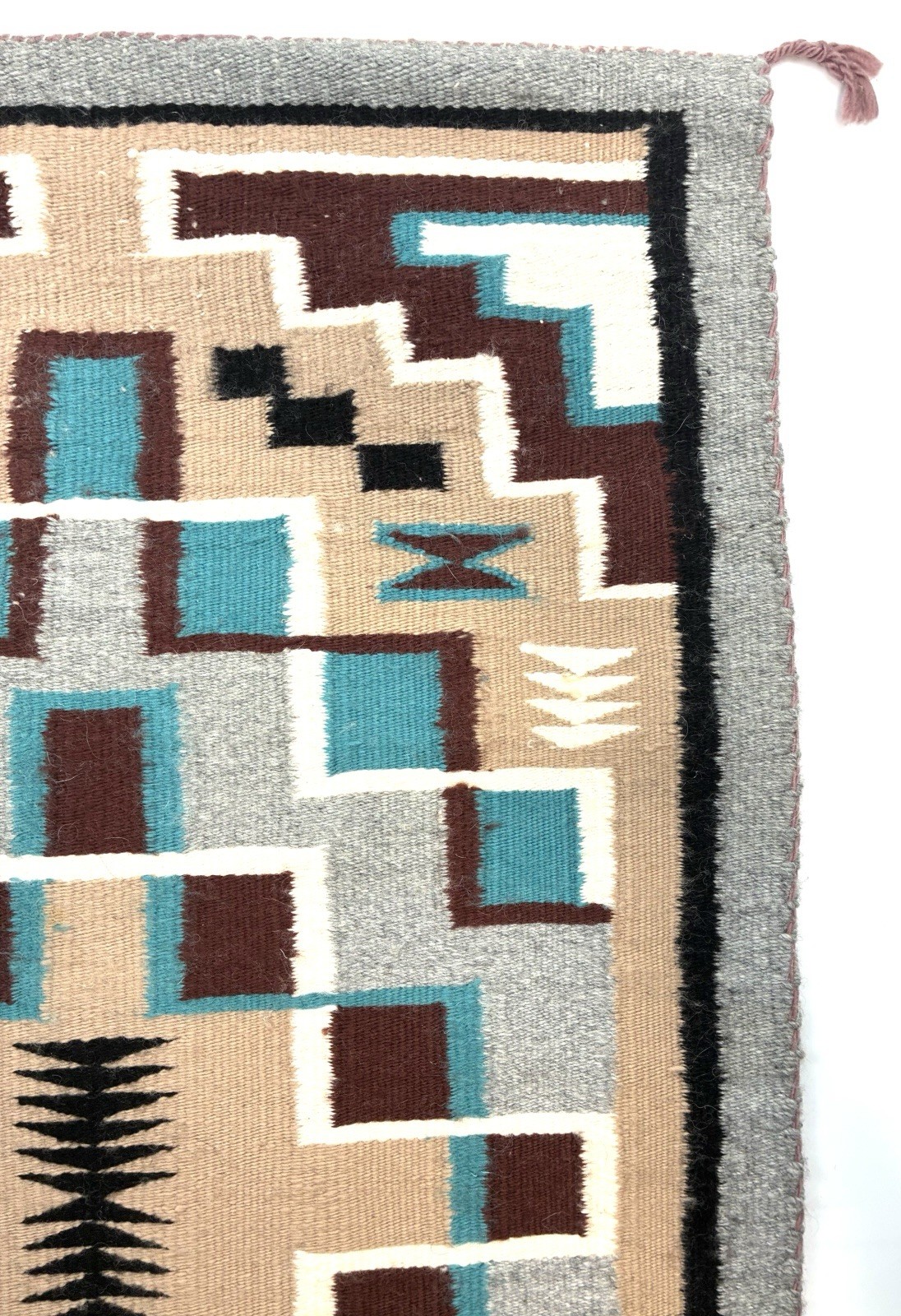 ‼️ANTIQUE NAVAJO Weaving Rug AUTHENTIC NATIVE AMERICAN w/ Hanger EXCELLENT 38x23