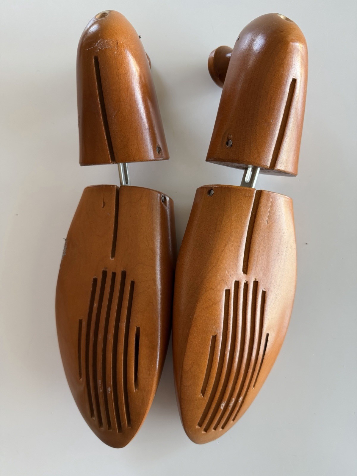 Vintage Florsheim Wooden Shoe Trees Mens 11 B Brown Adjustable Stretchers (K)