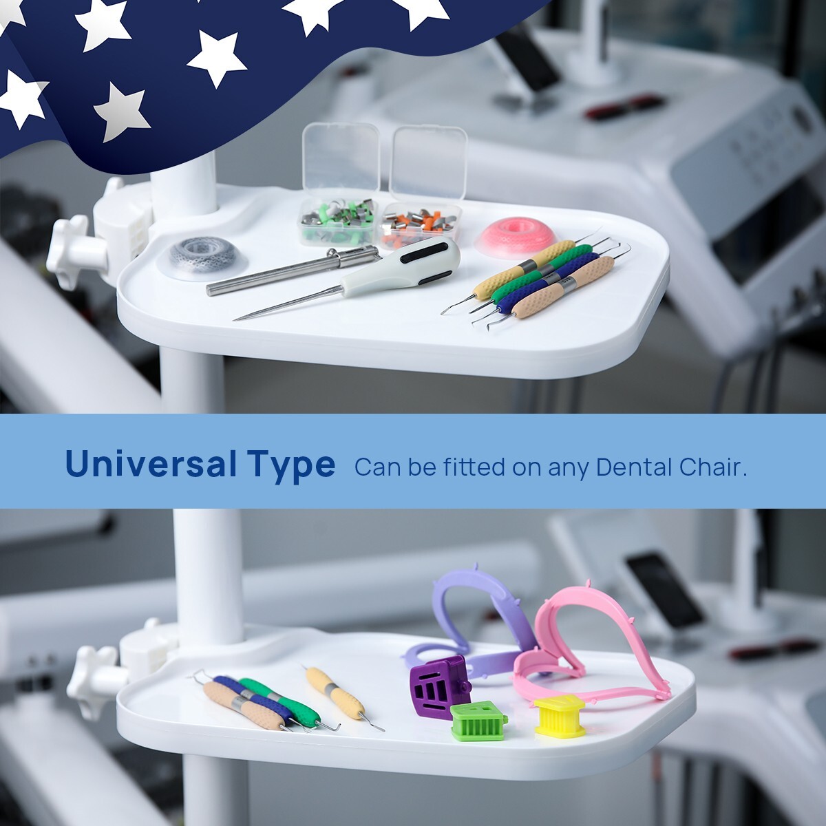 Medical TPC Pole Post Mount Utility Access Shelf Tray Table For Dental Chair