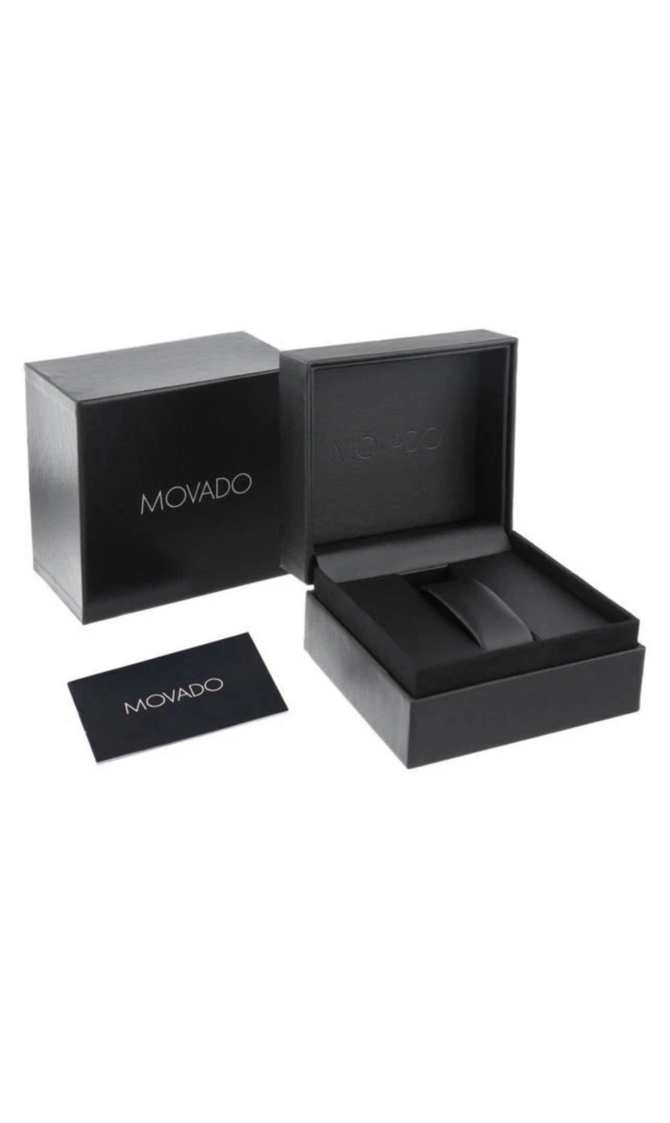 Movado Black Watch Box Set - Instructions & Warranty Card Included