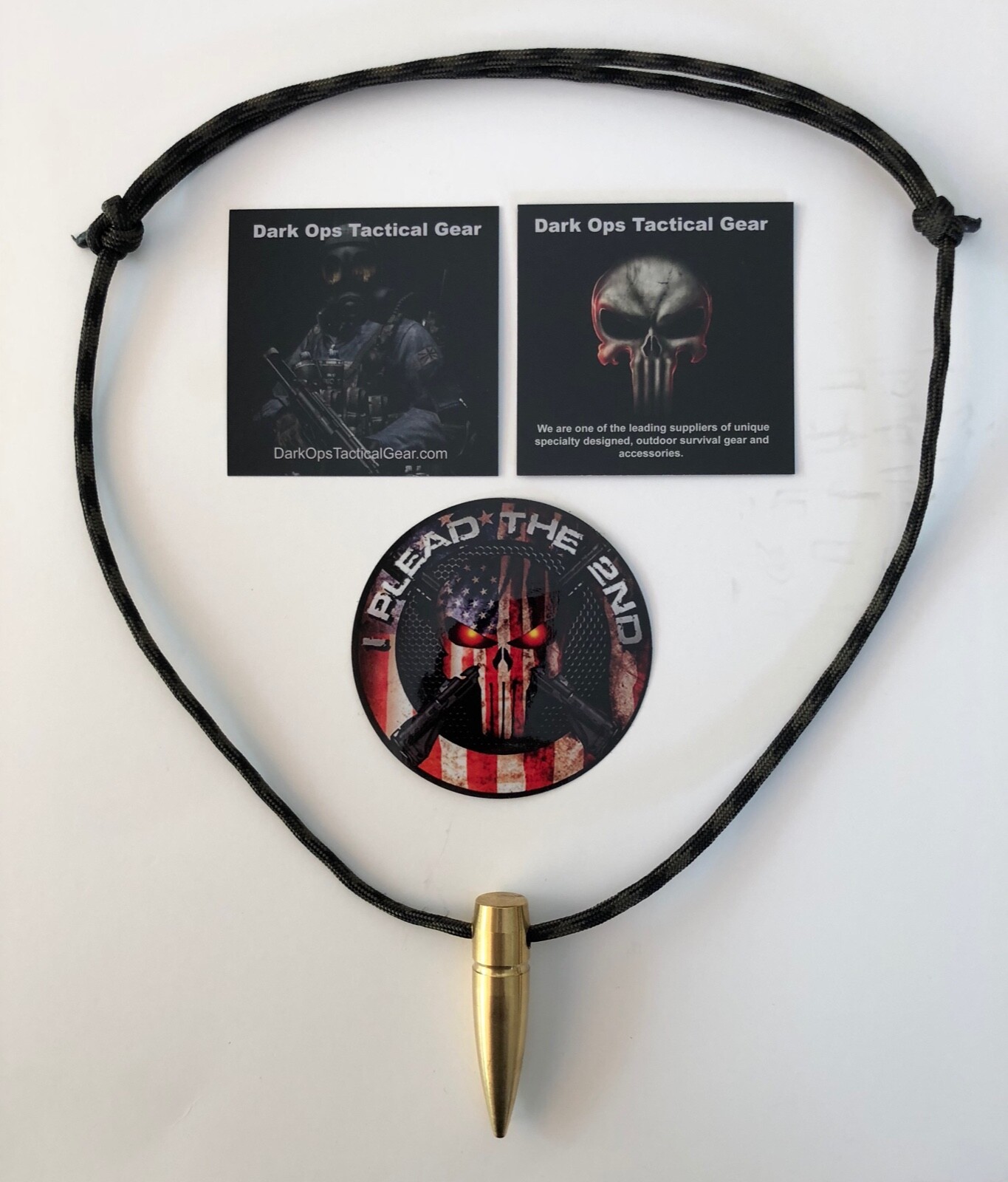 .50 Cal HOG TOOTH Sniper ..Brass ..Paracord ...Necklace ..+ 1 Decal  ..Black