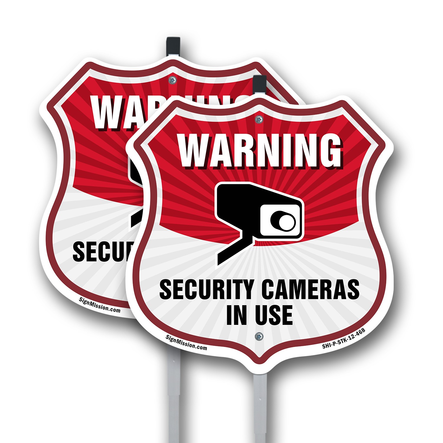 Video Surveillance Shield Sign Warning Security Cameras  Shield Sign With Stake