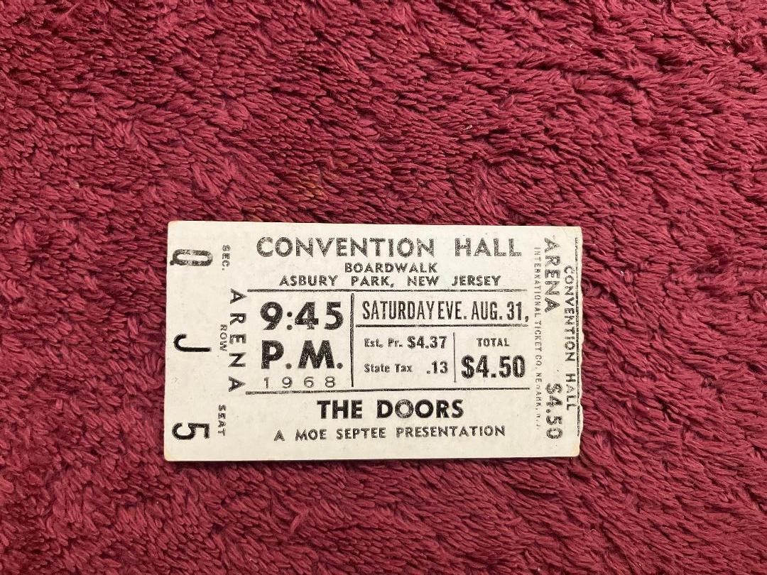 The Doors Jim Morrison Asbury Park Ticket Stub & Program August 31, 1968 Rare