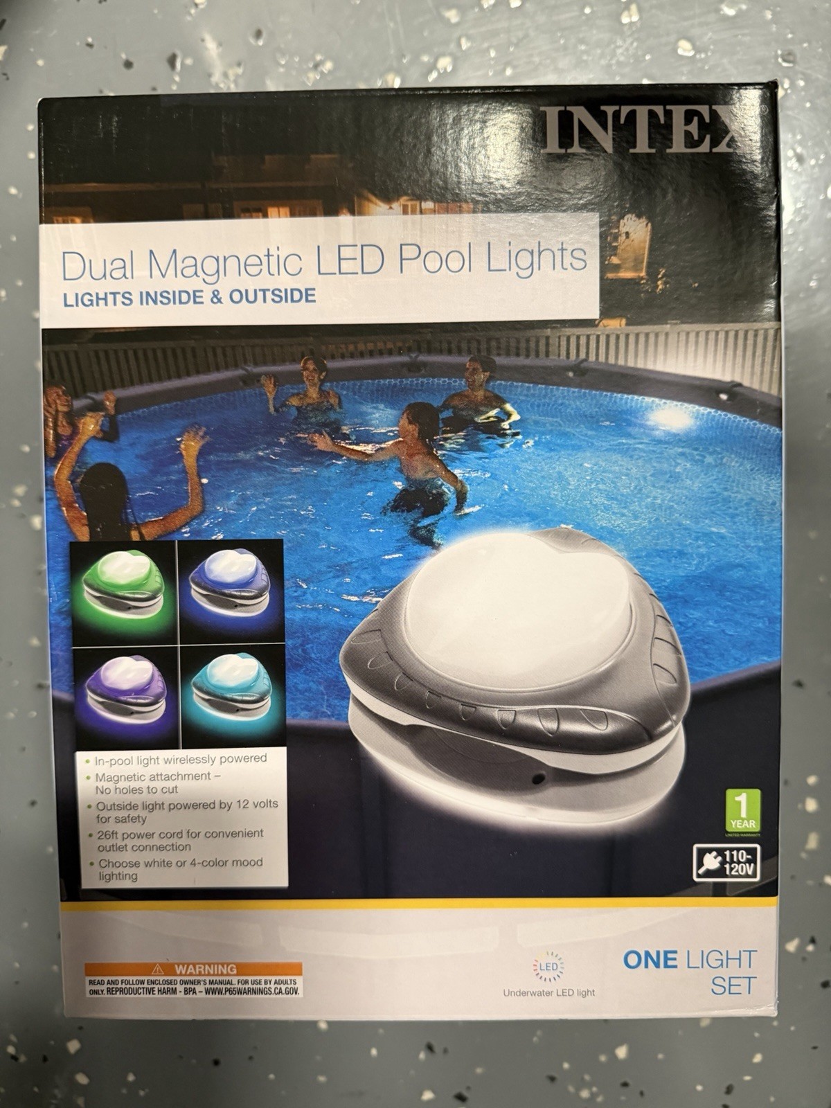 Intex 28697E Dual Magnetic LED Pool Wall Light 110120V