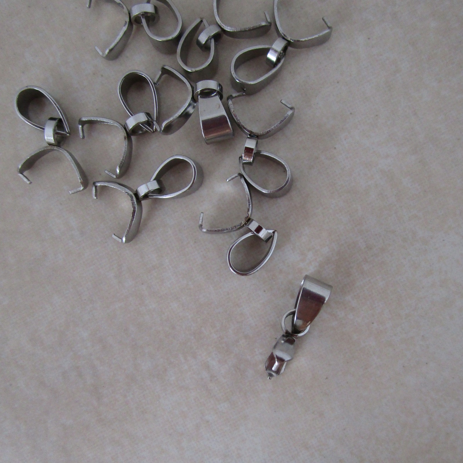 10 stainless steel small pinch bails 13mm