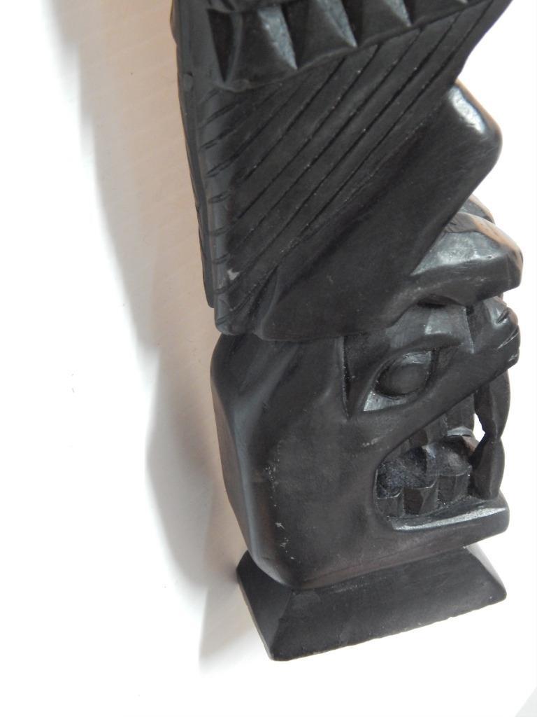 VINTAGE 9" GENUINE ARGILLITE HAIDA INDIAN NW COAST CANADA TOTEM POLE MODEL - A+