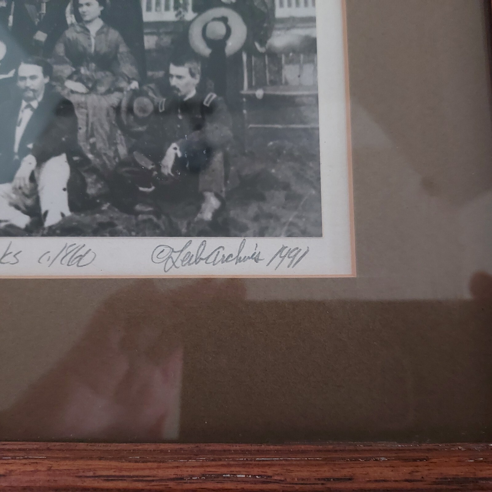 Framed Photo of General Stoneman & Staff at Carlisle Barracks c/1860 Wood Frame
