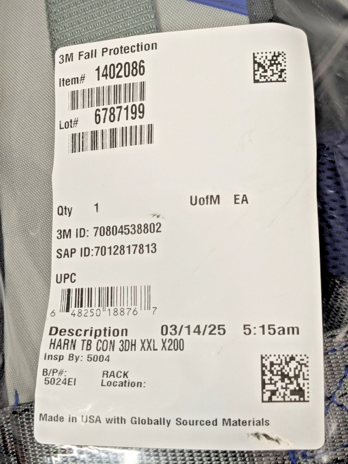 3M DBI-SALA ExoFit X200 Construction Style Safety Harness XXL 1402086 7012817813