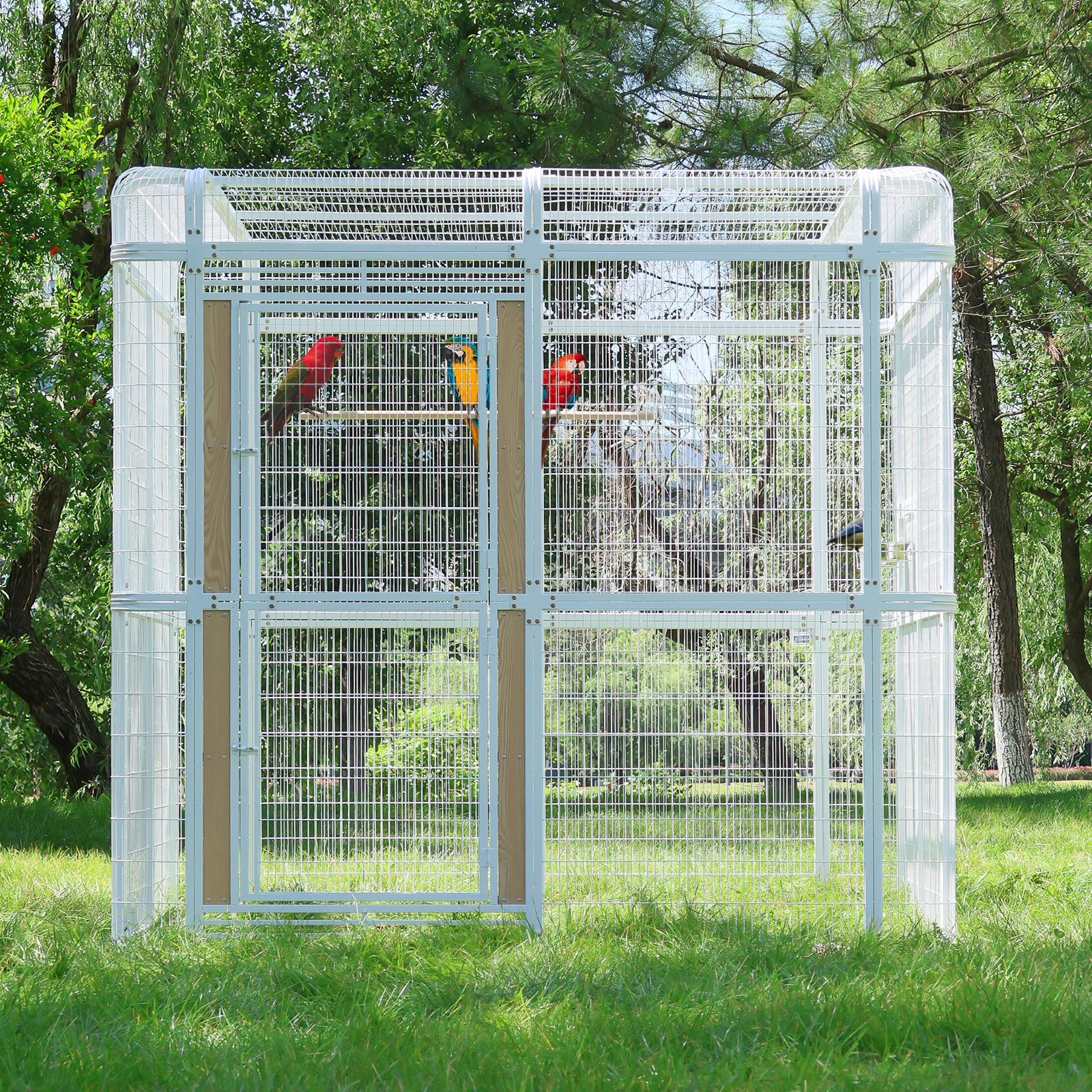 7.2ft Large Walk-In Bird Cage for Parrots Heavy Duty Metal HugeAviary with Stand