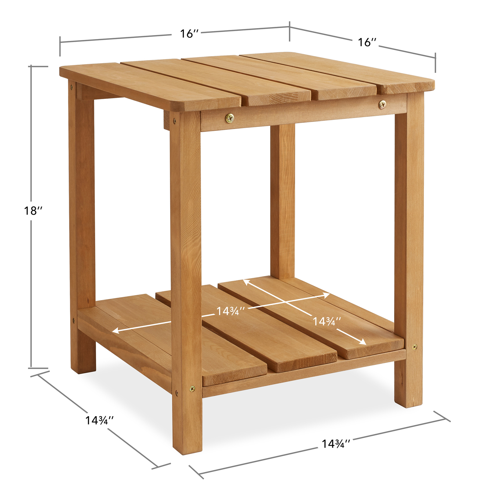 Wood Adirondack Side Table with Shelf for Patio and Deck