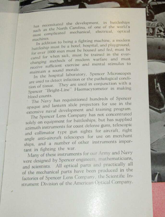 VTG 1943 WWII SPENCER LENS/AO SOUVENIR WAR EFFORT PROGRAM! PICTURES! BUFFALO, NY