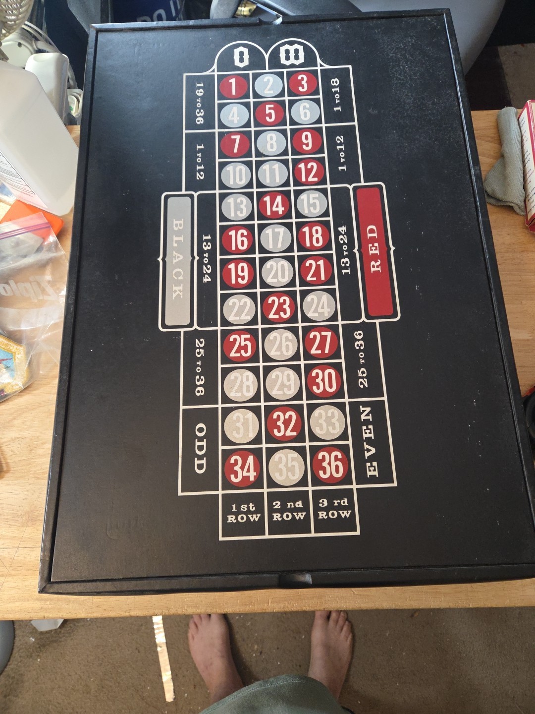 Home Casino Game Boards 26"×18" Craps Blackjack Roulette & Poker Chips Cards