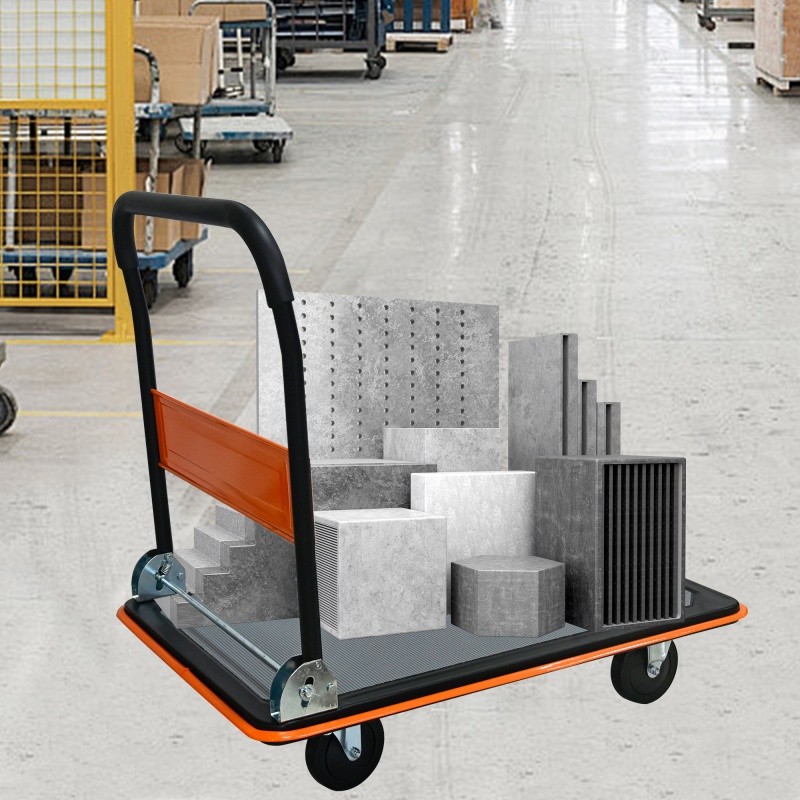 660lbs Flatbed Cart, Orange Foldable Cart Dolly 35.4"X23.6" Platform Hand Truck