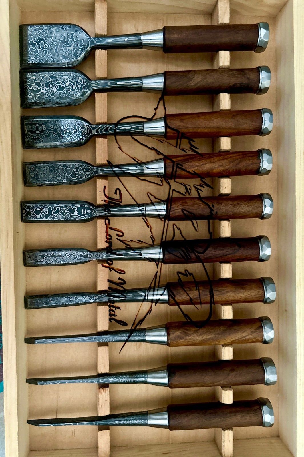 UBR CUSTOM HANDMADE DAMASCUS STEEL SET OF CHISEL BEAUTIFUL MOKUME SET