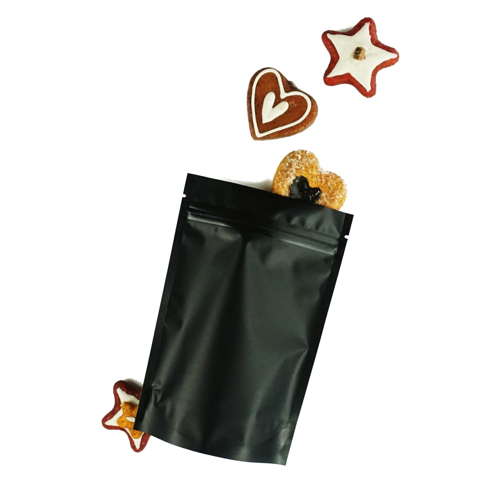 100 Matte Black Food Safe Mylar Foil Favor Treat Bags, Resealable Snack Pouches