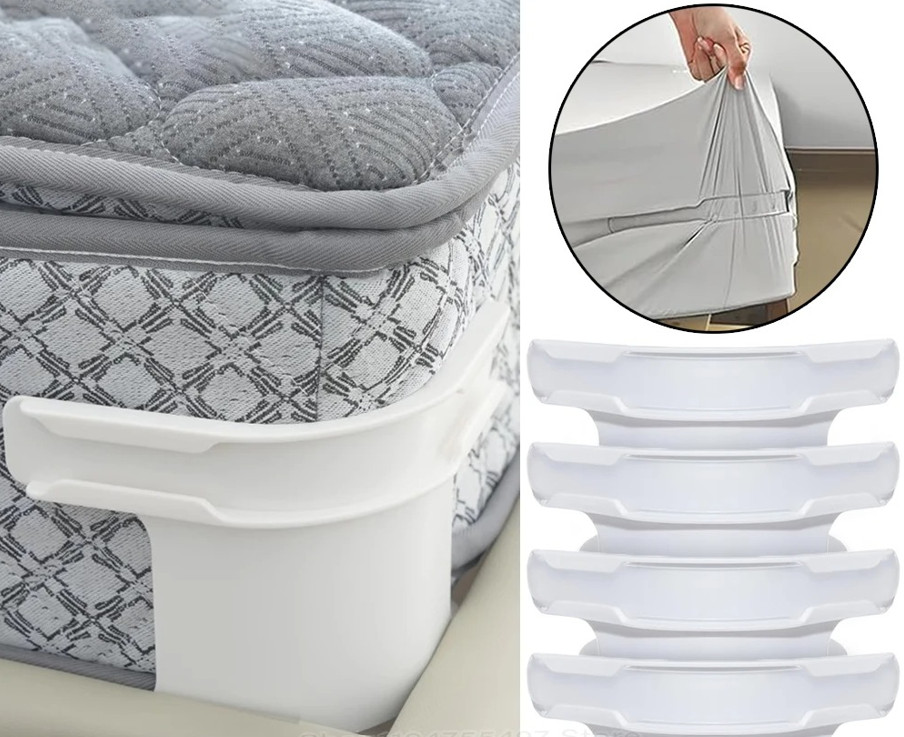 4pcs Bedsheet Corner Tightener Clips Mattress Straps Secure Sheet Holders - NEW